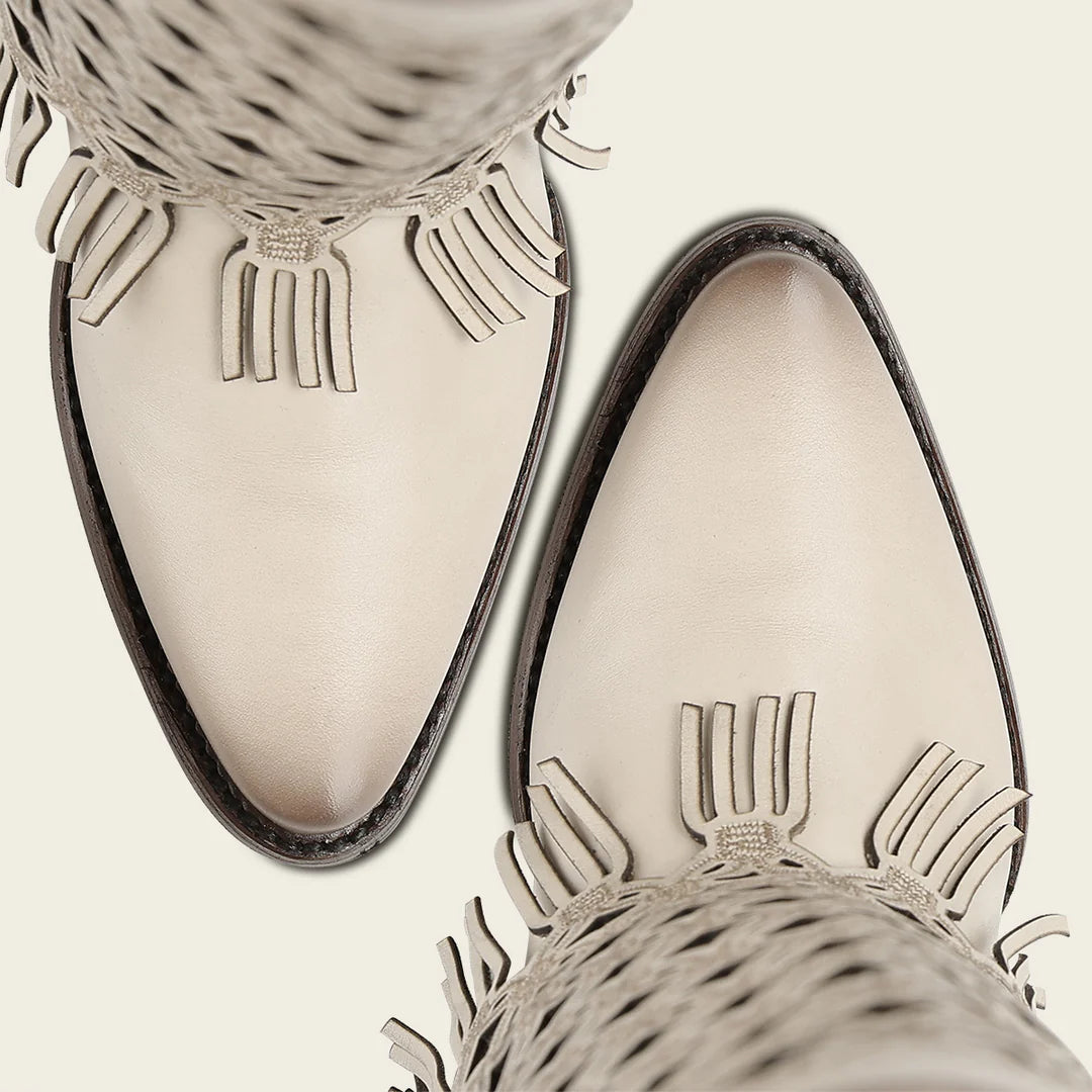4Q19RS - Cuadra beige western cowgirl cowhide leather boots for women