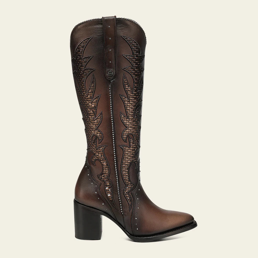 4Q22RS - Cuadra brown western cowgirl cowhide leather boots for women