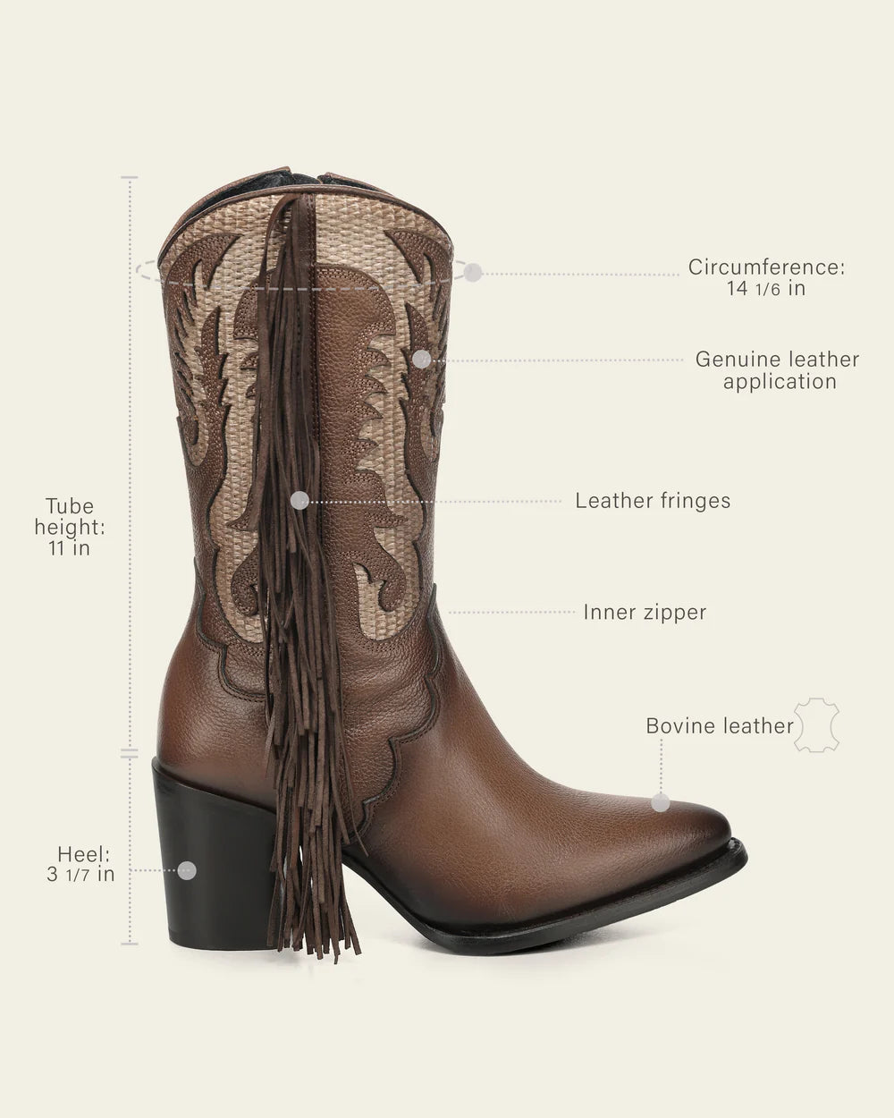 4Q23RS - Cuadra brown western cowgirl cowhide leather boots for women