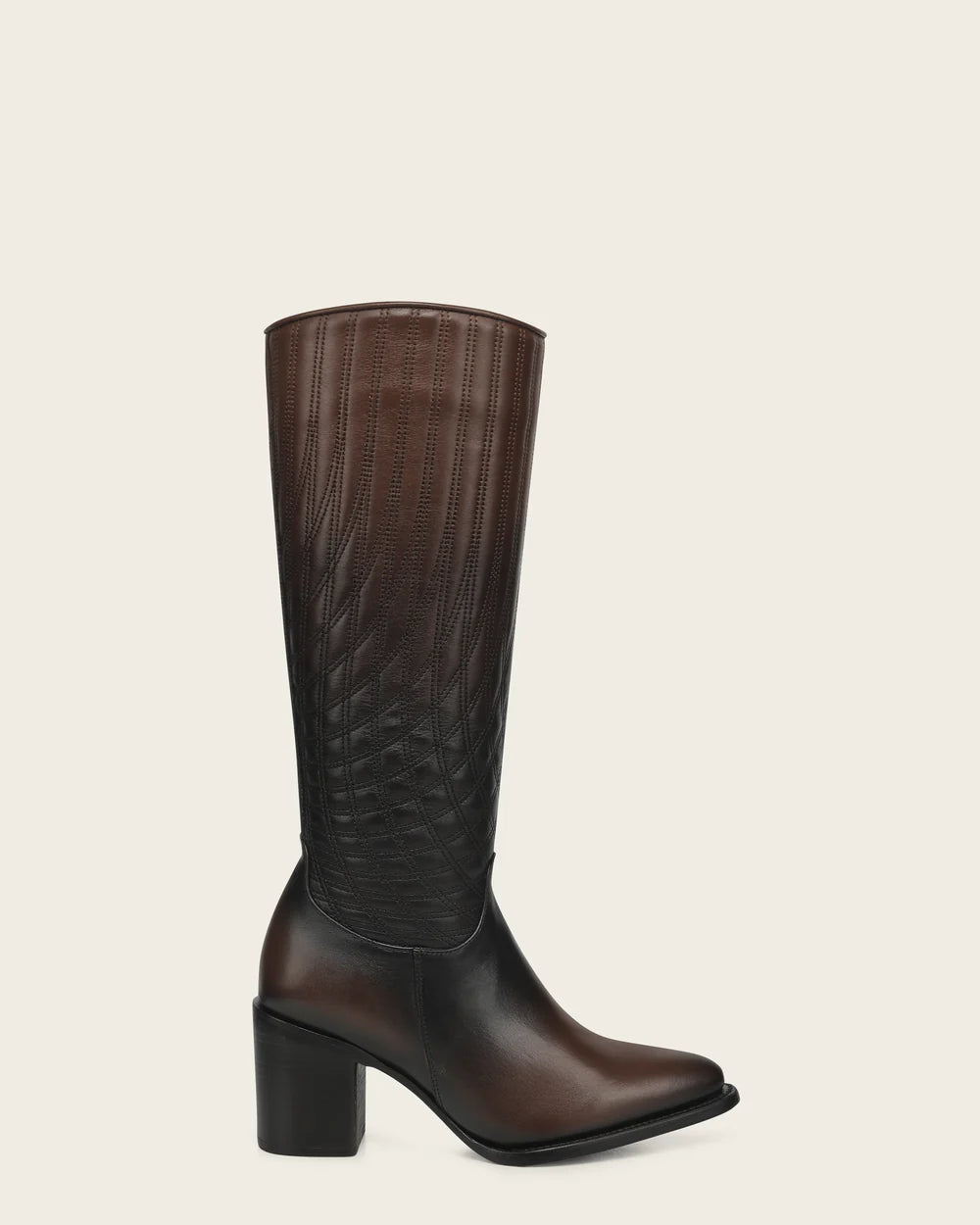 4Q28RS - Cuadra brown gradient quilted leather knee high boots for women