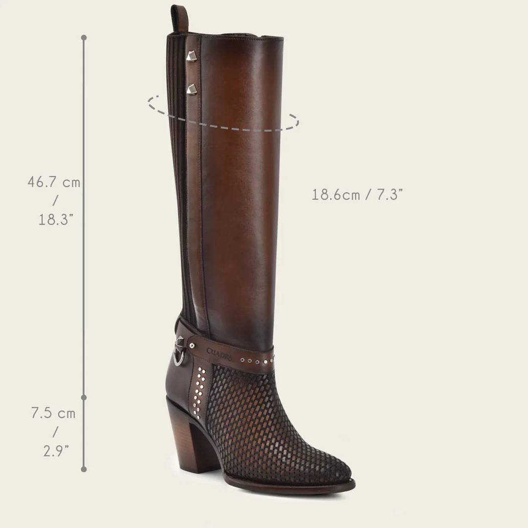 Cuadra brown western cowgirl leather boots for women
