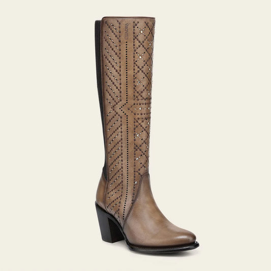 Cuadra brown western cowgirl leather boots for women