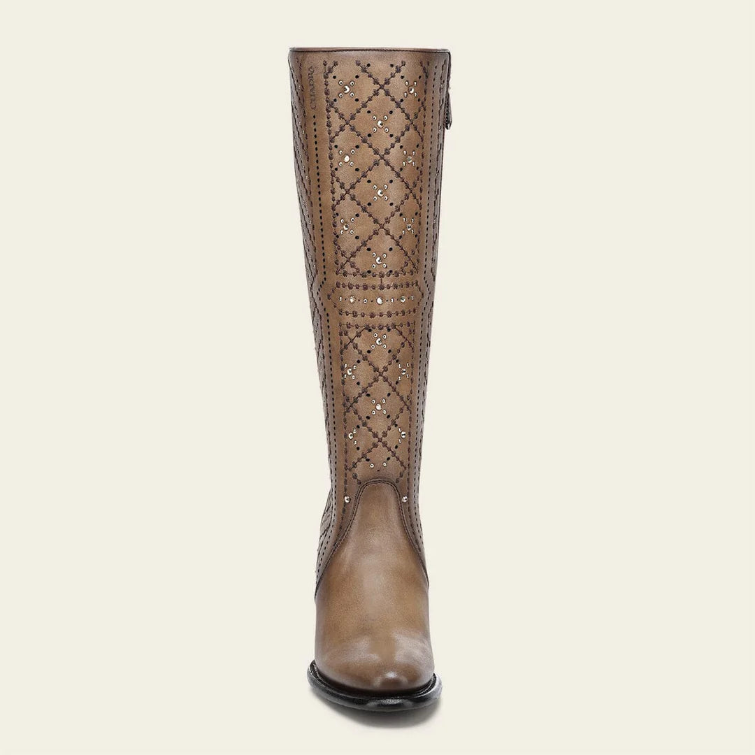 Cuadra brown western cowgirl leather boots for women