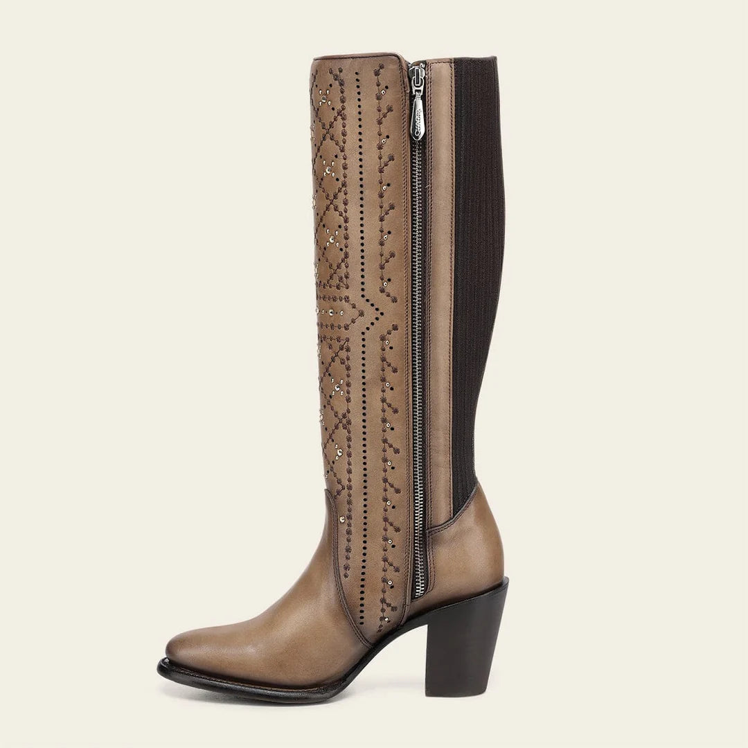 Cuadra brown western cowgirl leather boots for women