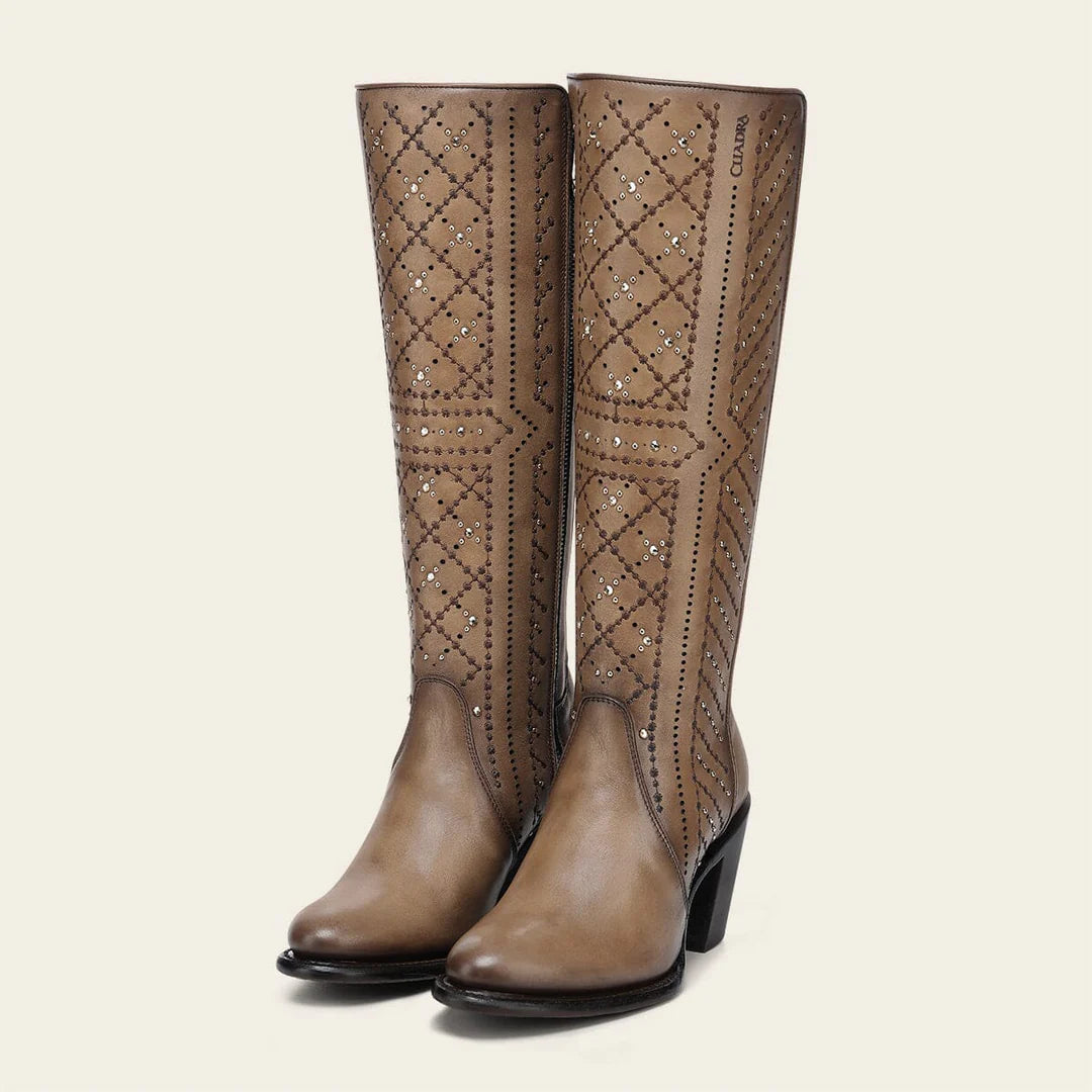 Cuadra brown western cowgirl leather boots for women