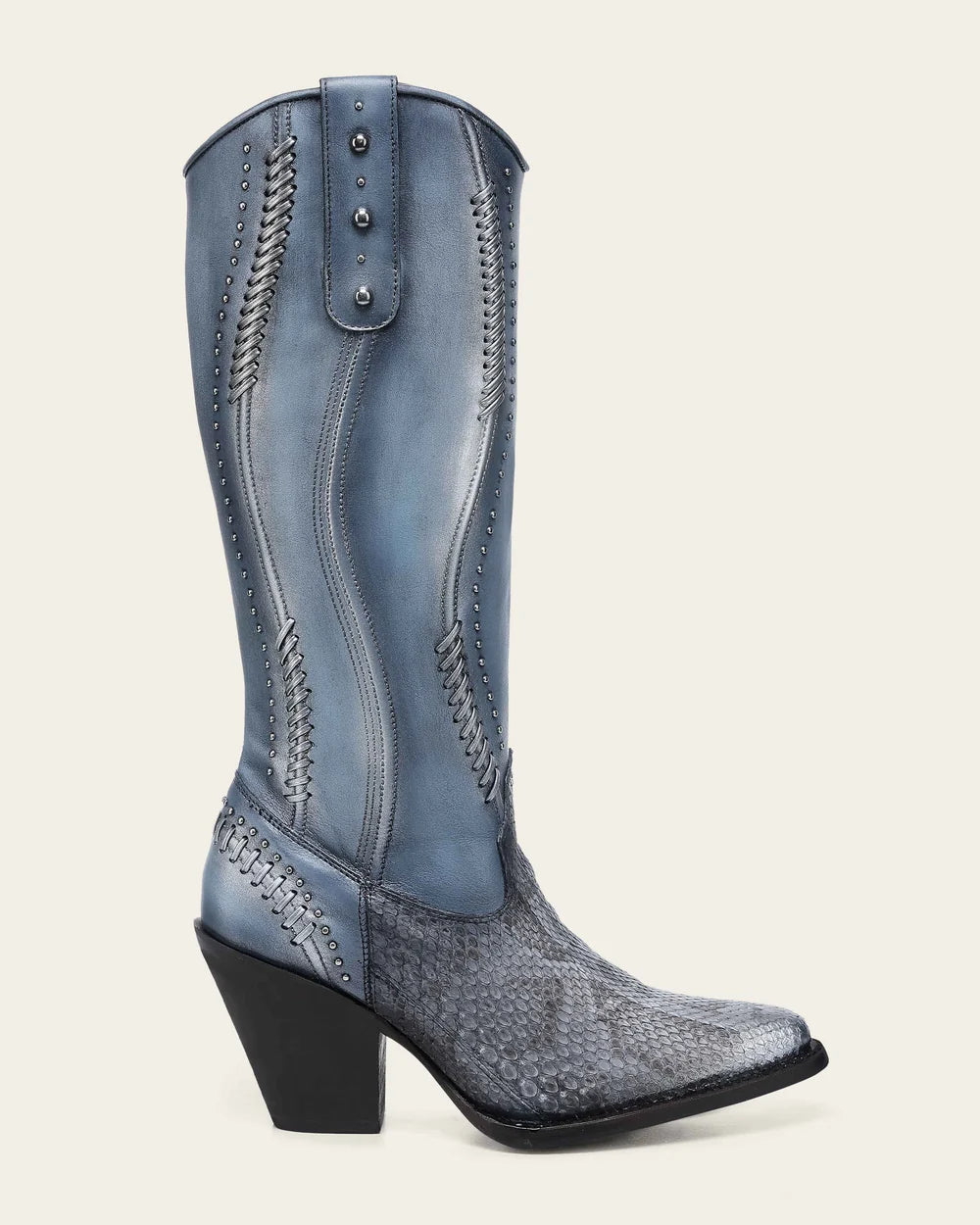 4W21PM - Cuadra blue python boots for women
