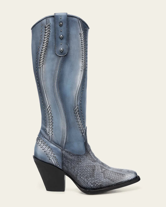 4W21PM - Cuadra blue python boots for women
