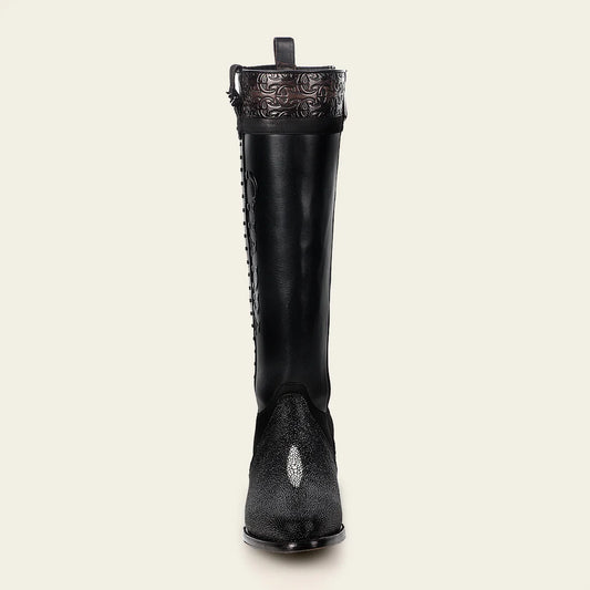 Cuadra brown casual fashion leather strapped tall boots for women