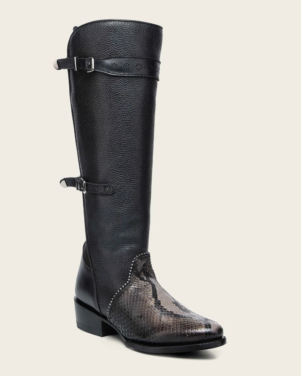 Cuadra brown casual fashion leather strapped tall boots for women