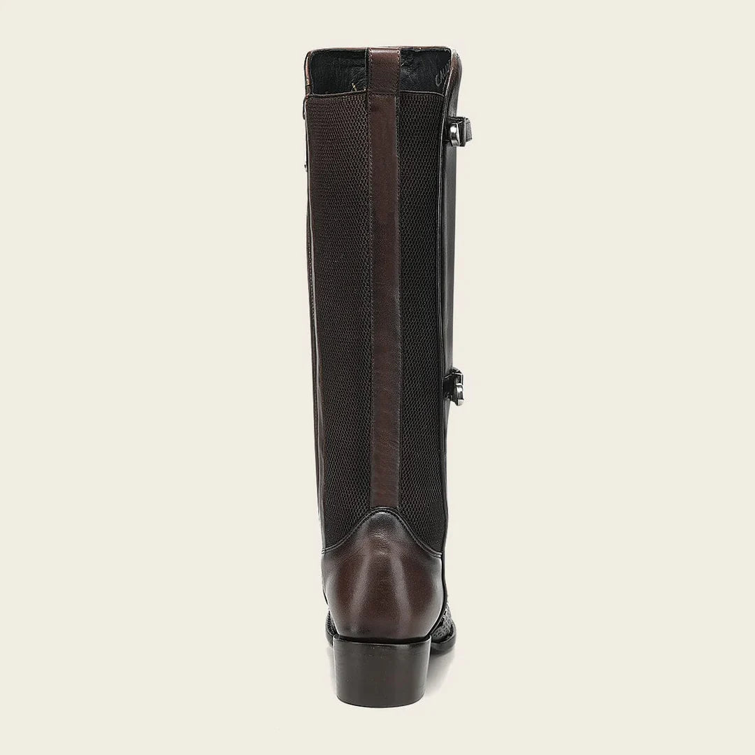 Cuadra brown casual fashion leather strapped tall boots for women