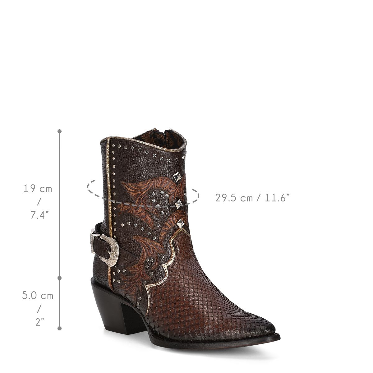 4A22PM - Cuadra brown western cowgirl python ankle boots for women-Kuet.us