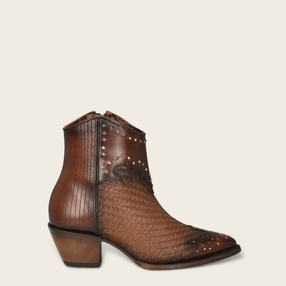 4A34RS - Cuadra Maple fashion cowhide leather ankle woven boots for women-CUADRA-Kuet-Cuadra-Boots