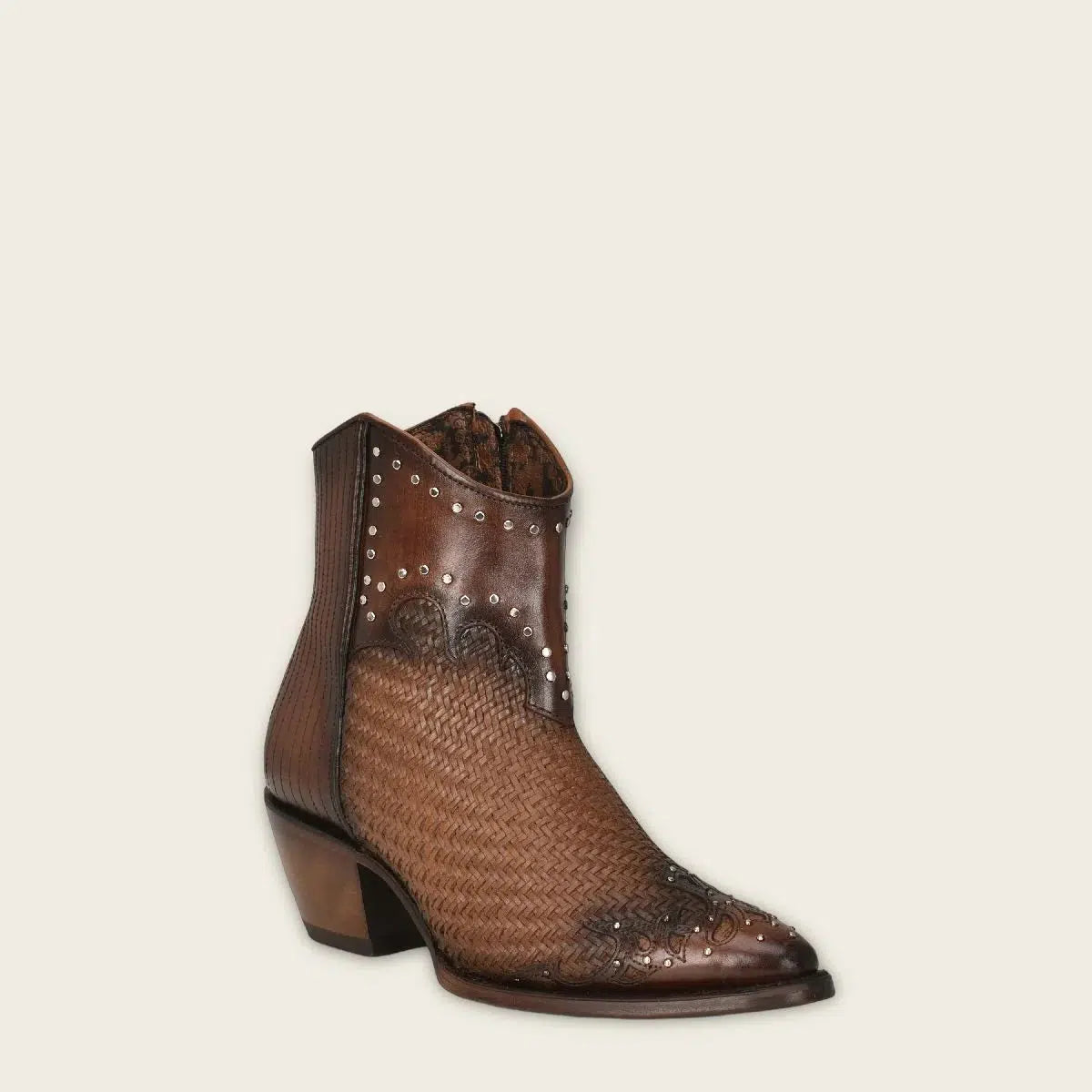 4A34RS - Cuadra Maple fashion cowhide leather ankle woven boots for women-CUADRA-Kuet-Cuadra-Boots