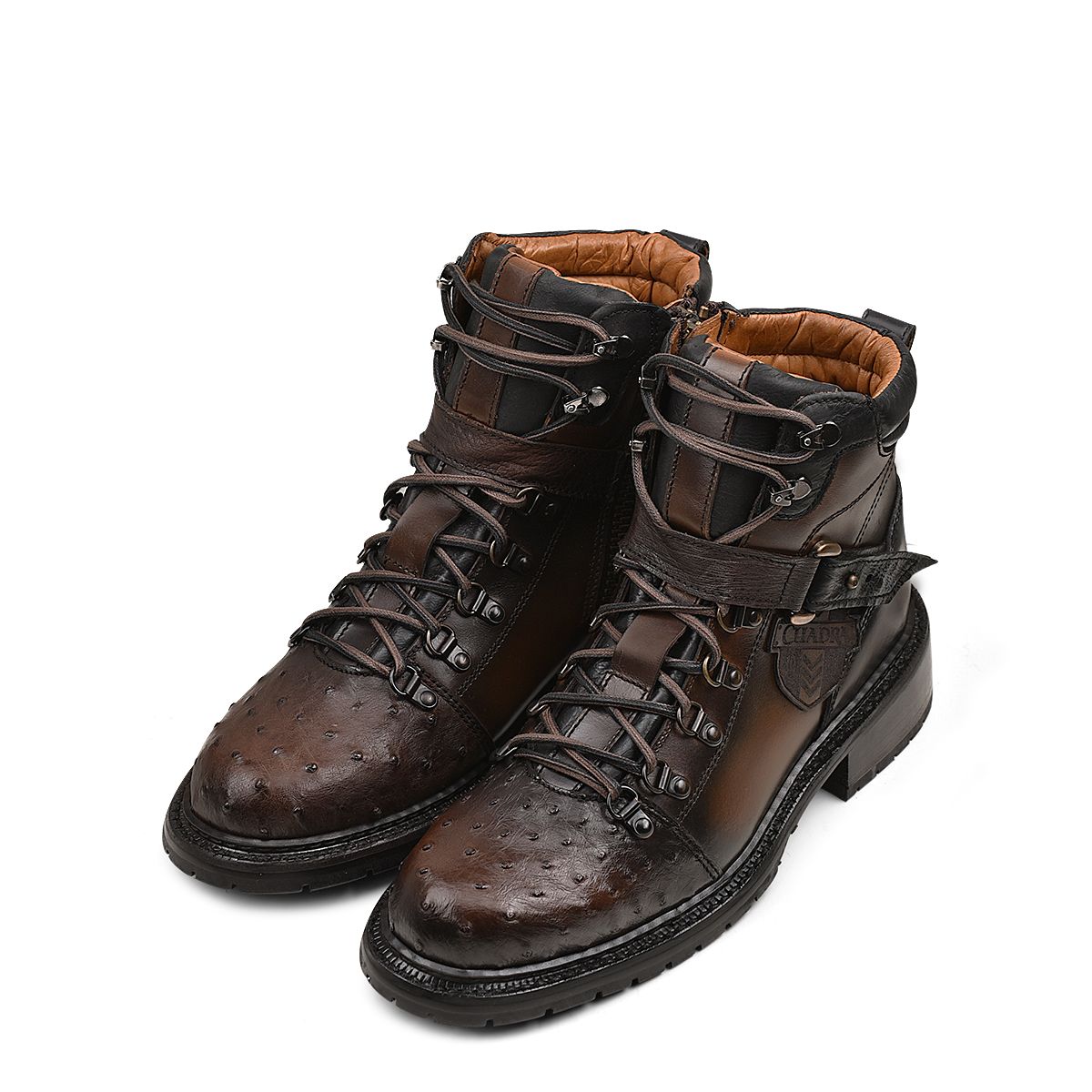 4J08A3 - Cuadra tobacco casual vintage fashion ostrich ankle booties for men-CUADRA-Kuet-Cuadra-Boots