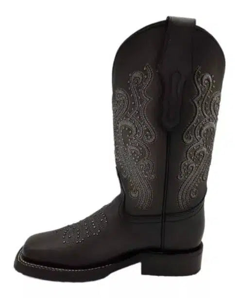 4M02RS - Cuadra black western cowgirl cowhide leather rodeo boots for women-Kuet.us