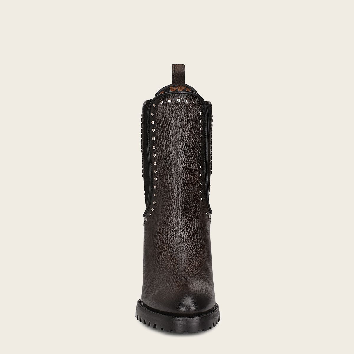 4N01RS - Cuadra black fashion western leather stud's ankle booties for women-Kuet.us