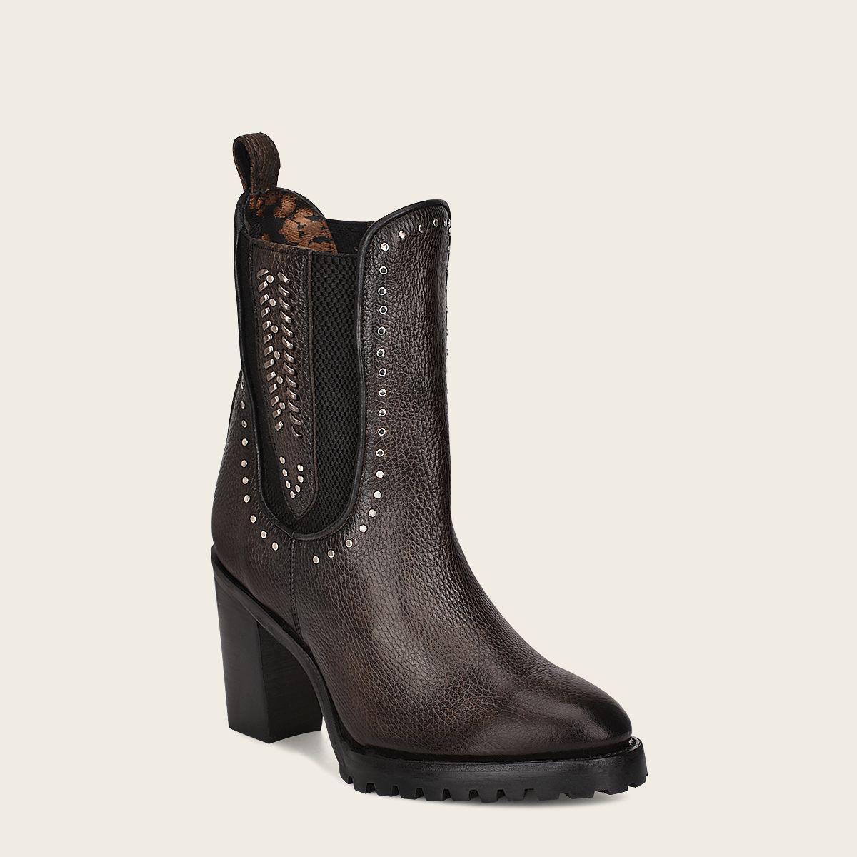 4N01RS - Cuadra black fashion western leather studs ankle boots for women-CUADRA-Kuet-Cuadra-Boots