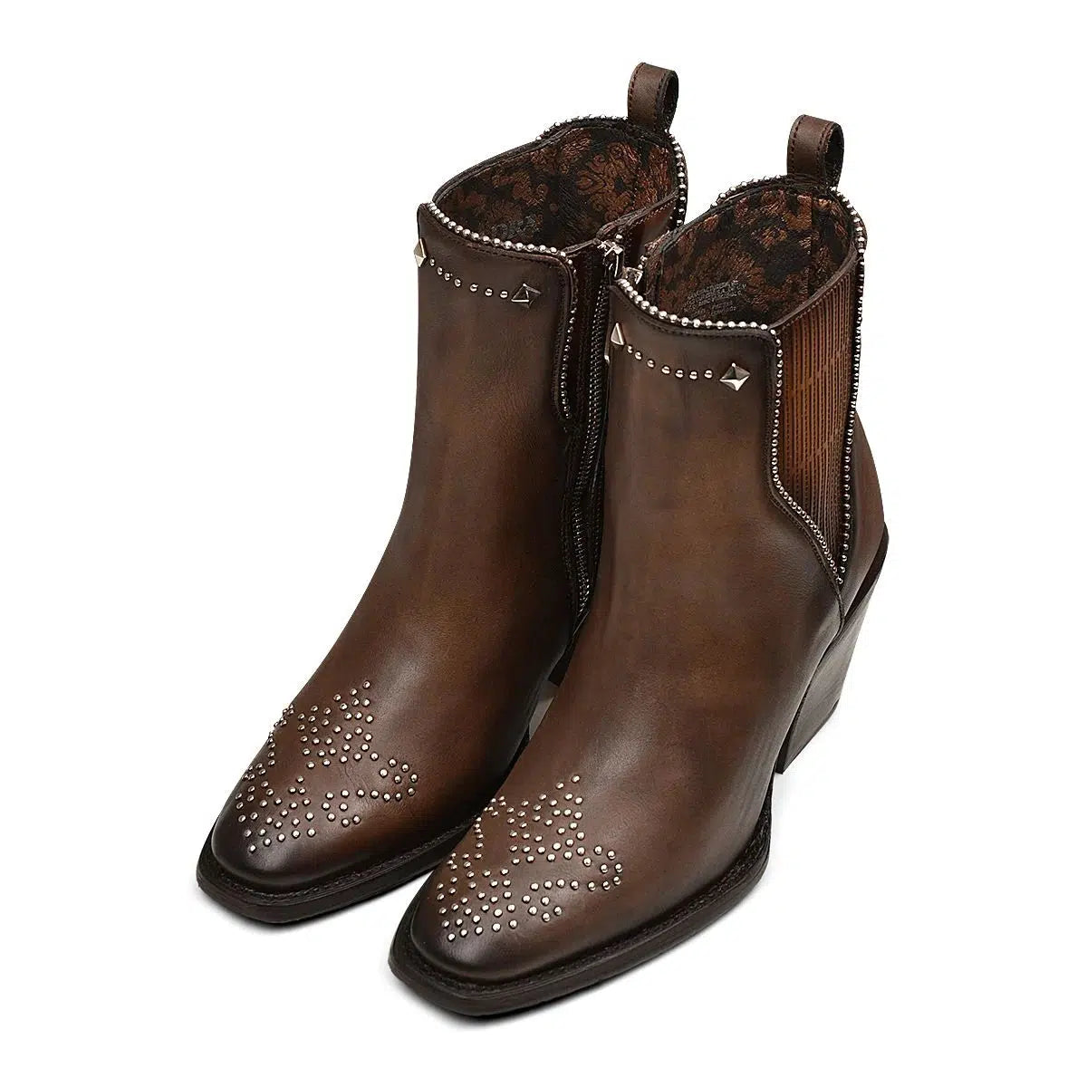 4P03RS - Cuadra brown fashion cowboy cowhide leather ankle boots for women-CUADRA-Kuet-Cuadra-Boots