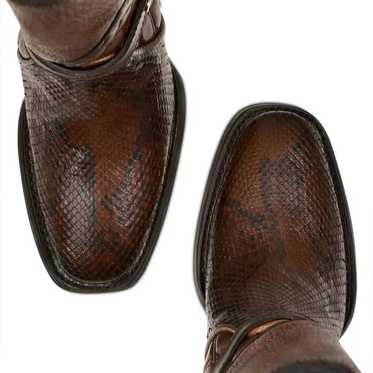 4P05PH - Cuadra brown western cowgirl python skin strapped boots for women-Kuet.us