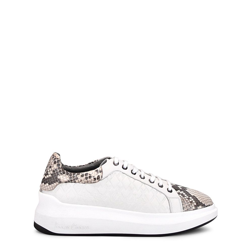 4P3PBKN - Cuadra white casual fashion python leather sneakers for women-Kuet.us