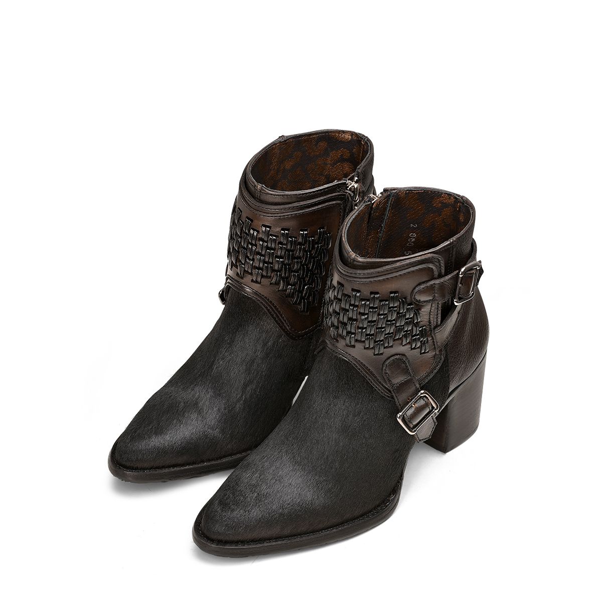 4Q01RP - Cuadra black fashion cowboy cow hair ankle boots for women-CUADRA-Kuet-Cuadra-Boots