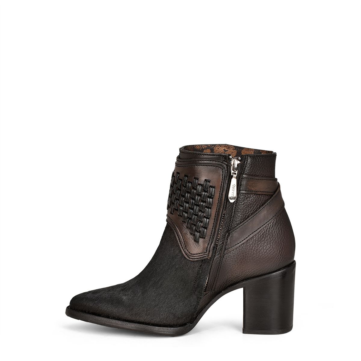 4Q01RP - Cuadra black fashion cowboy cow hair ankle boots for women-Kuet.us