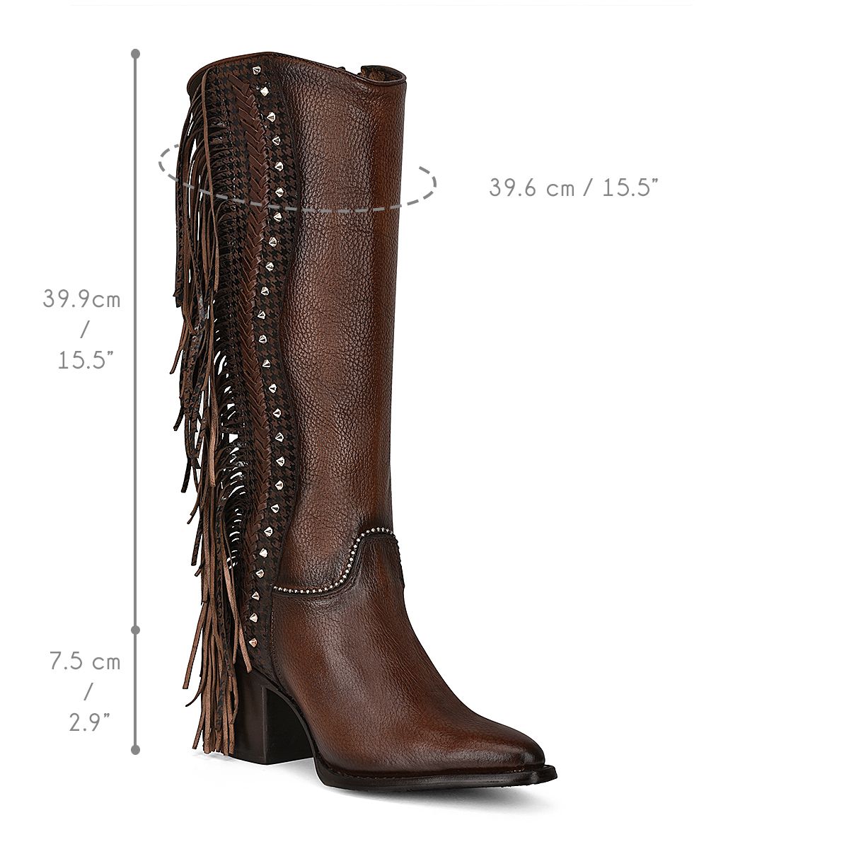 4Q03RS - Cuadra brown western cowgirl cowhide leather strapped boots for women-Kuet.us