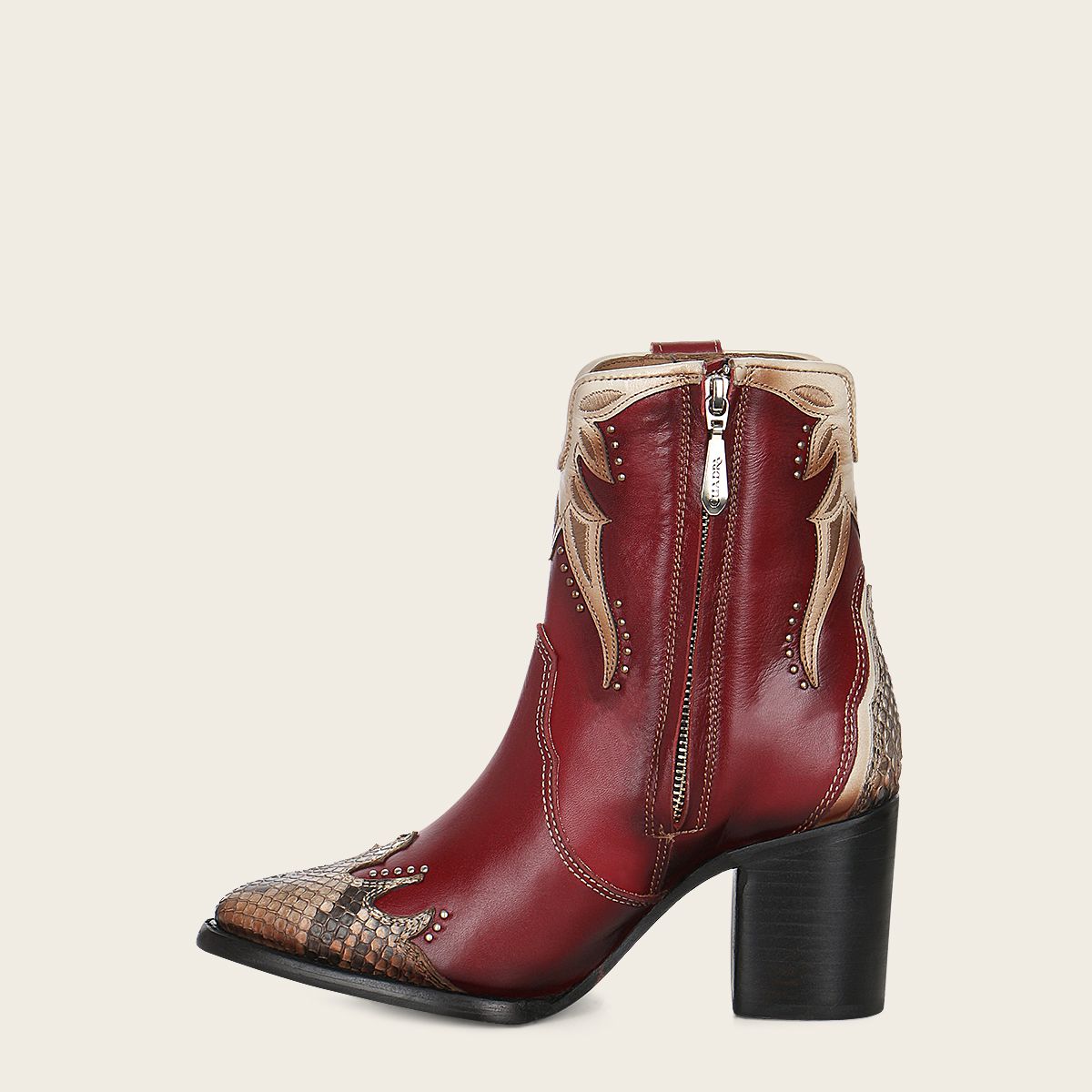 4Q06PH - Cuadra red fashion python skin ankle boots for women-CUADRA-Kuet-Cuadra-Boots