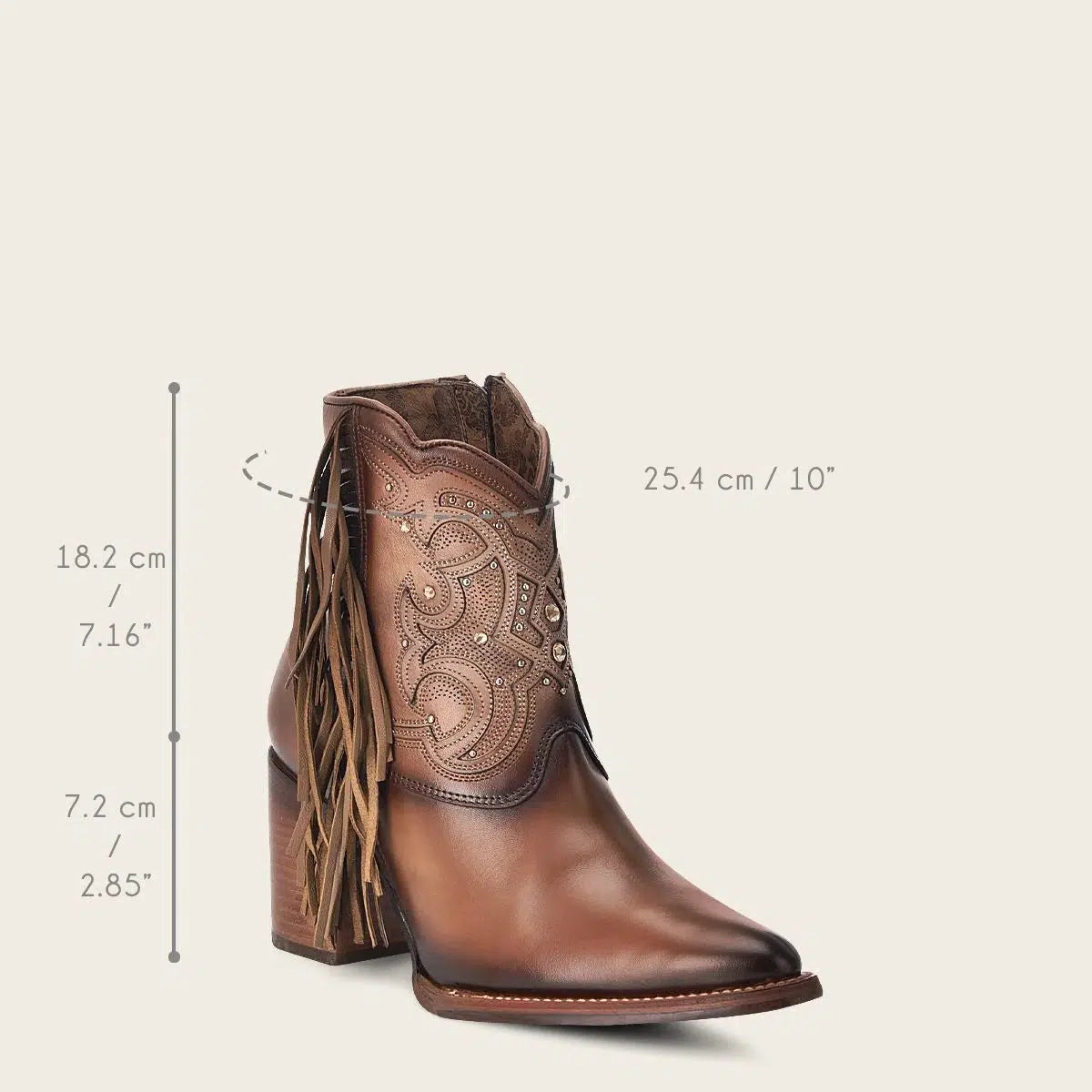 4Q07RS - Cuadra brown western cowgirl cowhide leather ankle boots for women-Kuet.us