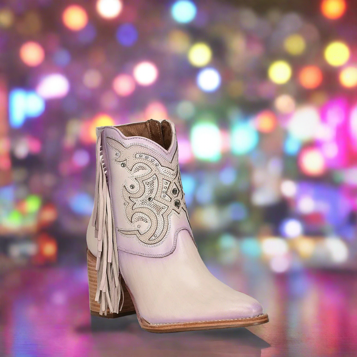 Cuadra pink western cowgirl cowhide leather ankle boots for women