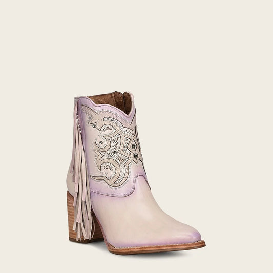 4Q07RS - Cuadra pink western cowgirl cowhide leather ankle boots for women-Kuet.us