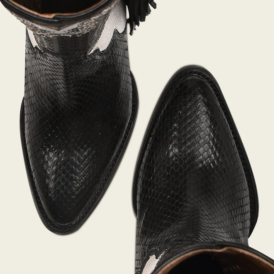 4Q09PH - Cuadra black western python skin boots for women