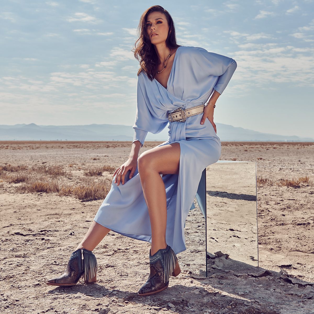 4Q10PH - Cuadra blue western cowgirl python boots for women
