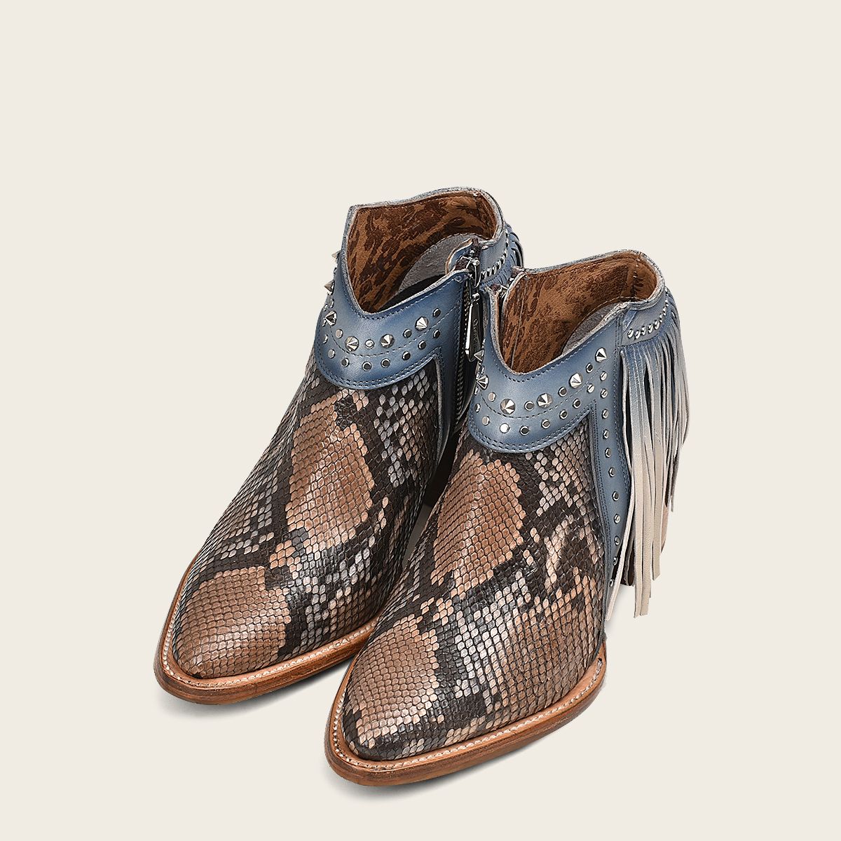 4Q10PH - Cuadra blue western cowgirl python boots for women
