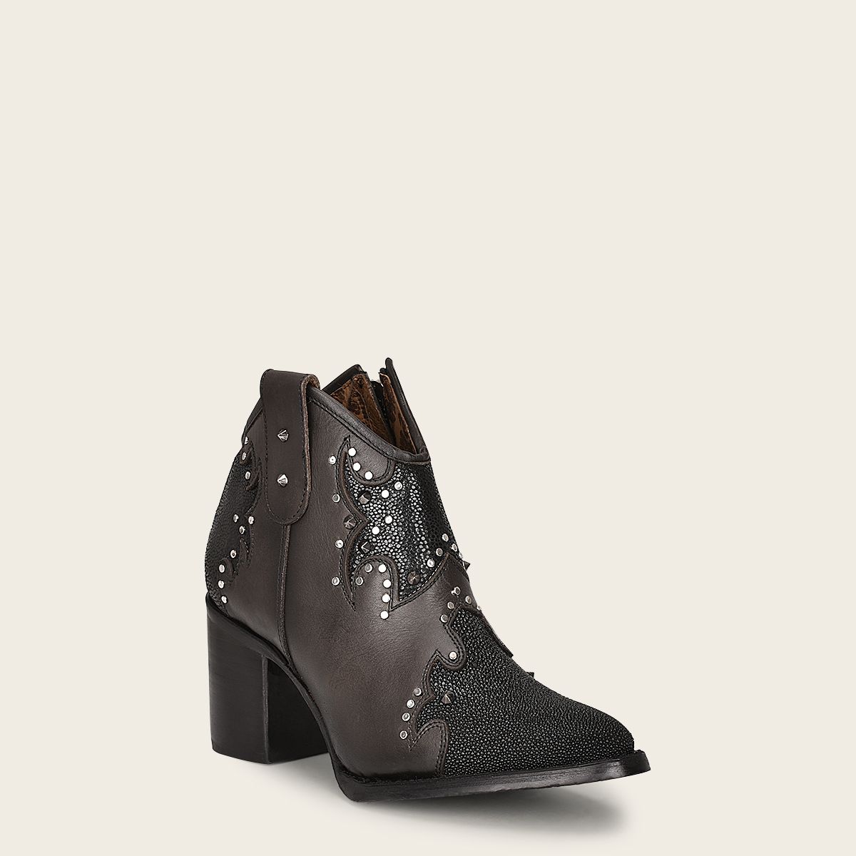4Q12MA - Cuadra black fashion stingray skin ankle boots for women-Kuet.us