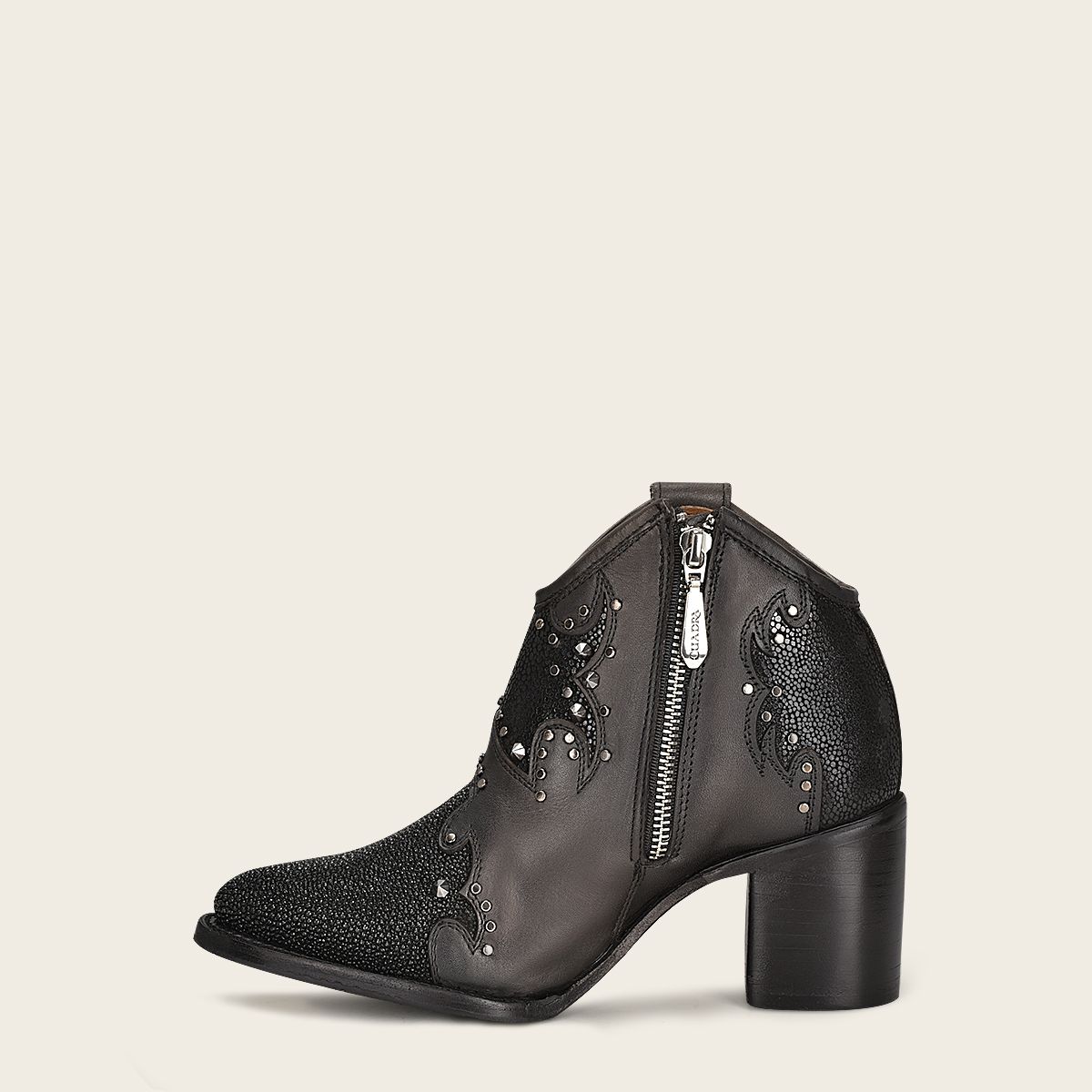 4Q12MA - Cuadra black fashion stingray skin ankle boots for women-CUADRA-Kuet-Cuadra-Boots