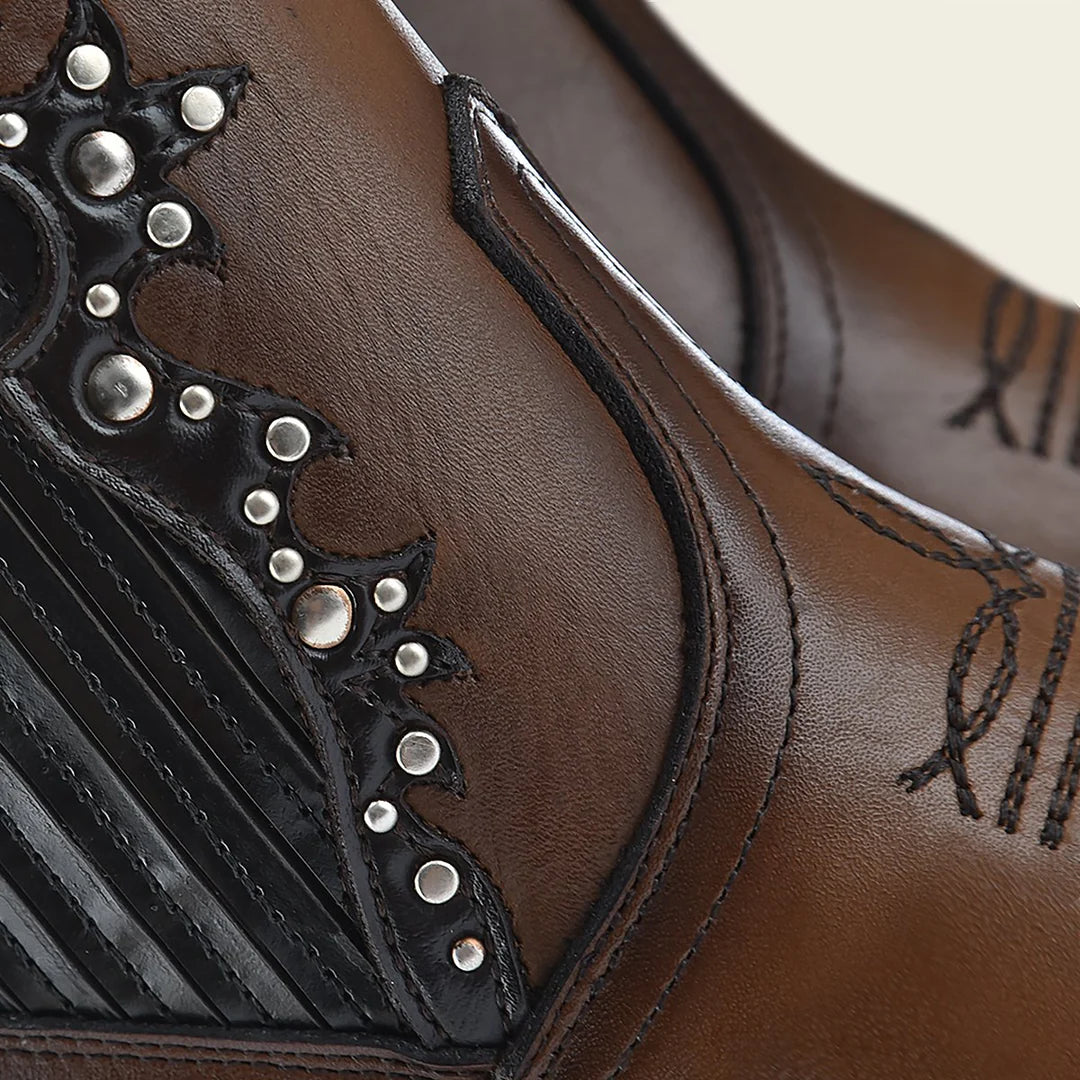 Cuadra brown western cowgirl cowhide leather ankle boots for women