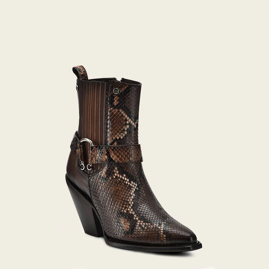4W02PH - Cuadra brown western cowgirl python leather ankle boots for women