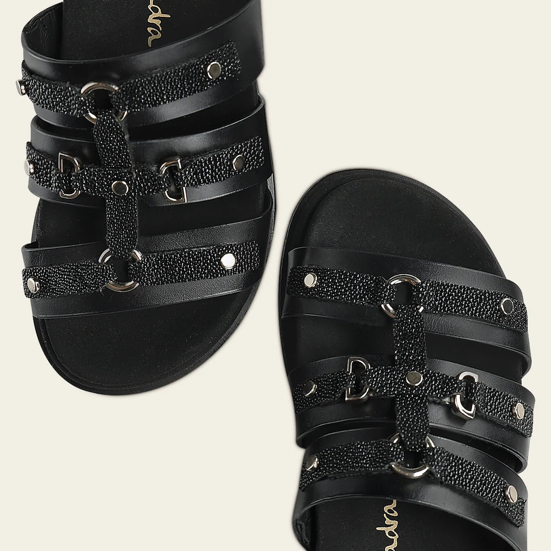 50SMTTS - black stingray sandals for women