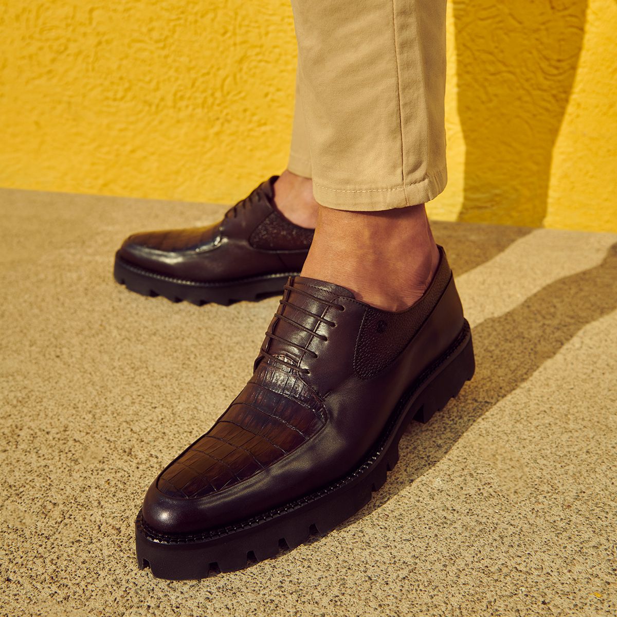 Cuadra black casual stingray leather platform bit moccasin loafers men