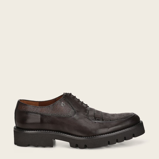 Cuadra black casual stingray leather platform bit moccasin loafers men
