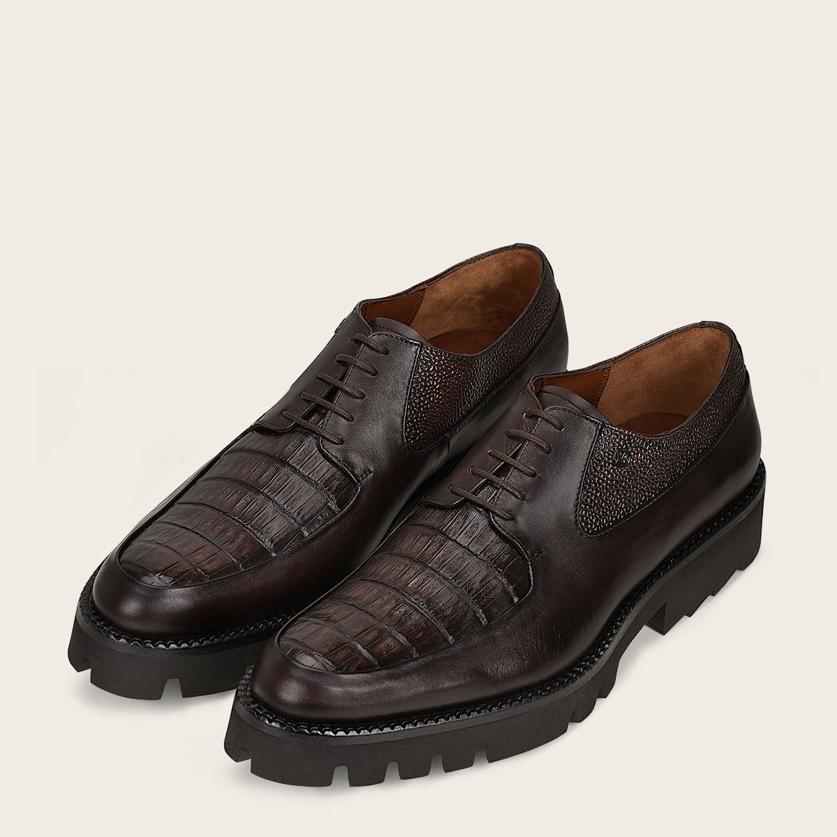 Cuadra black casual stingray leather platform bit moccasin loafers men