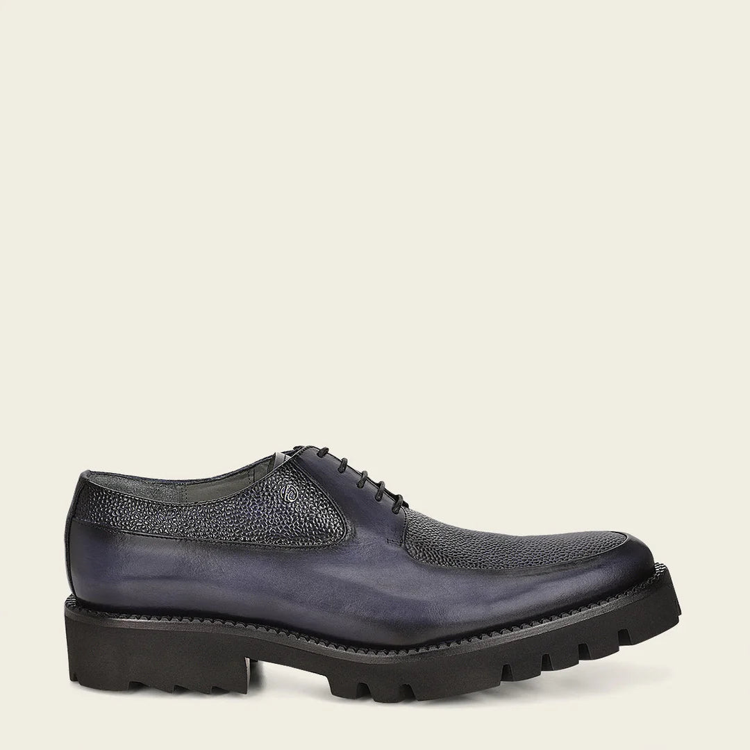 Cuadra navy casual deer leather platform bit moccasin loafers men