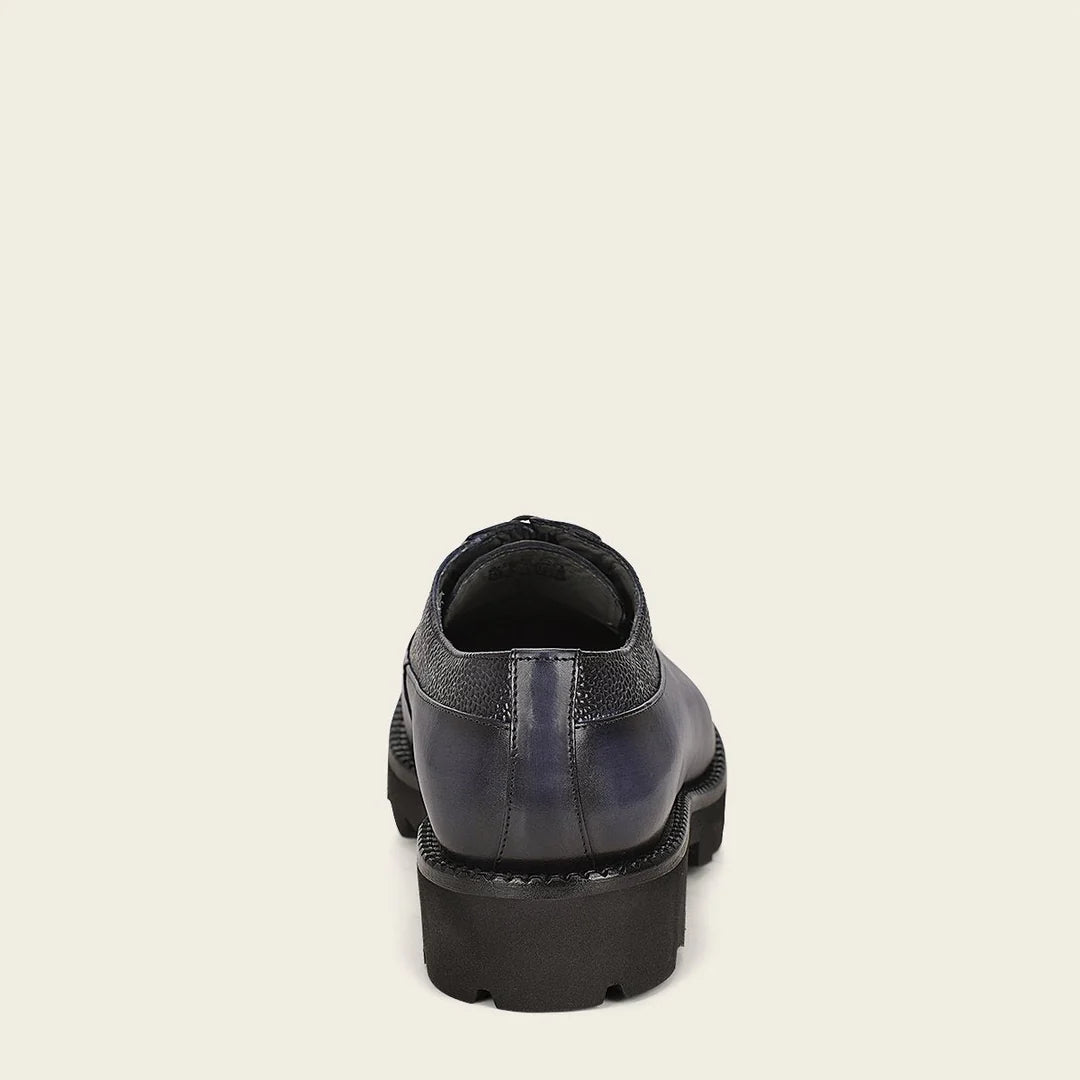 Cuadra navy casual deer leather platform bit moccasin loafers men