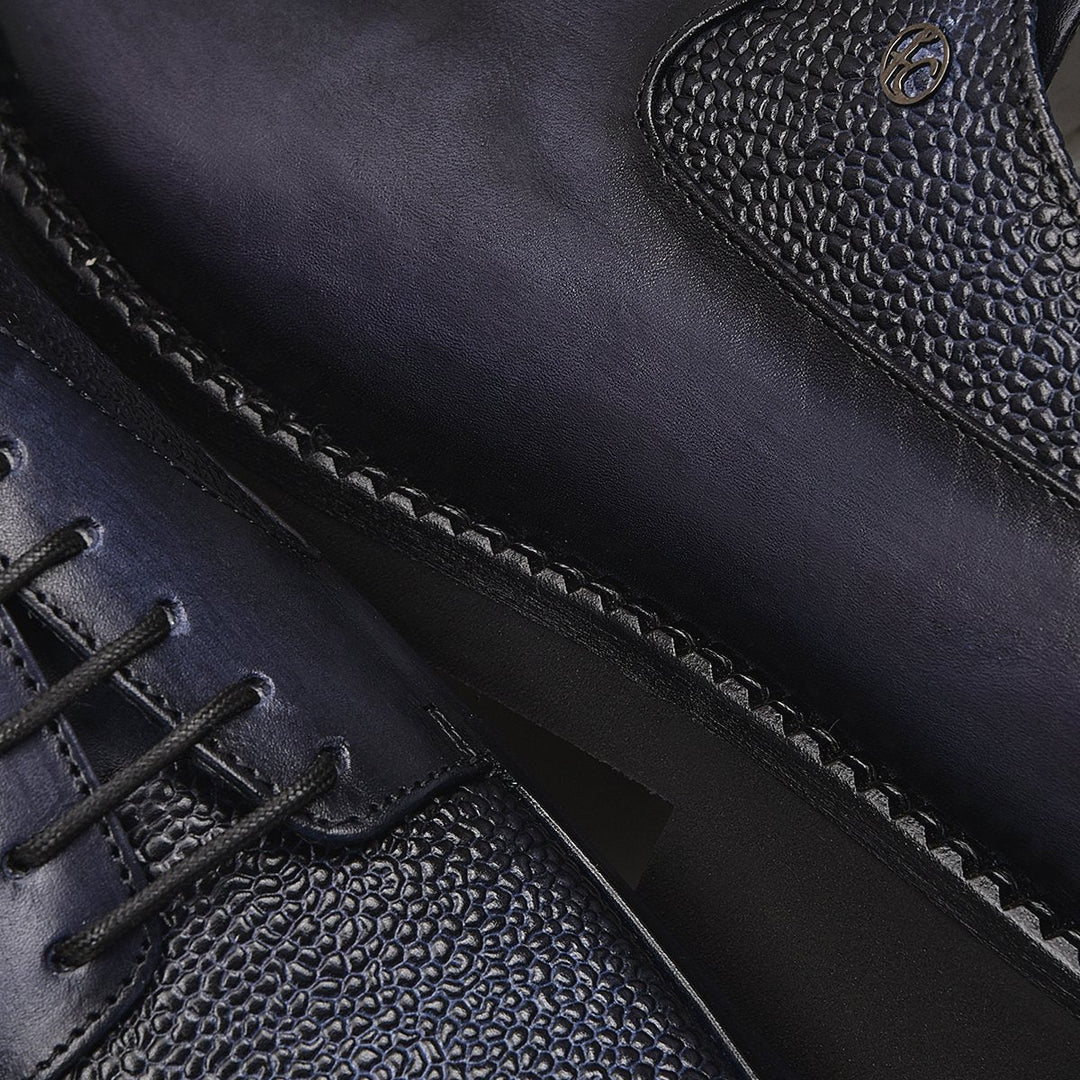 Cuadra navy casual deer leather platform bit moccasin loafers men