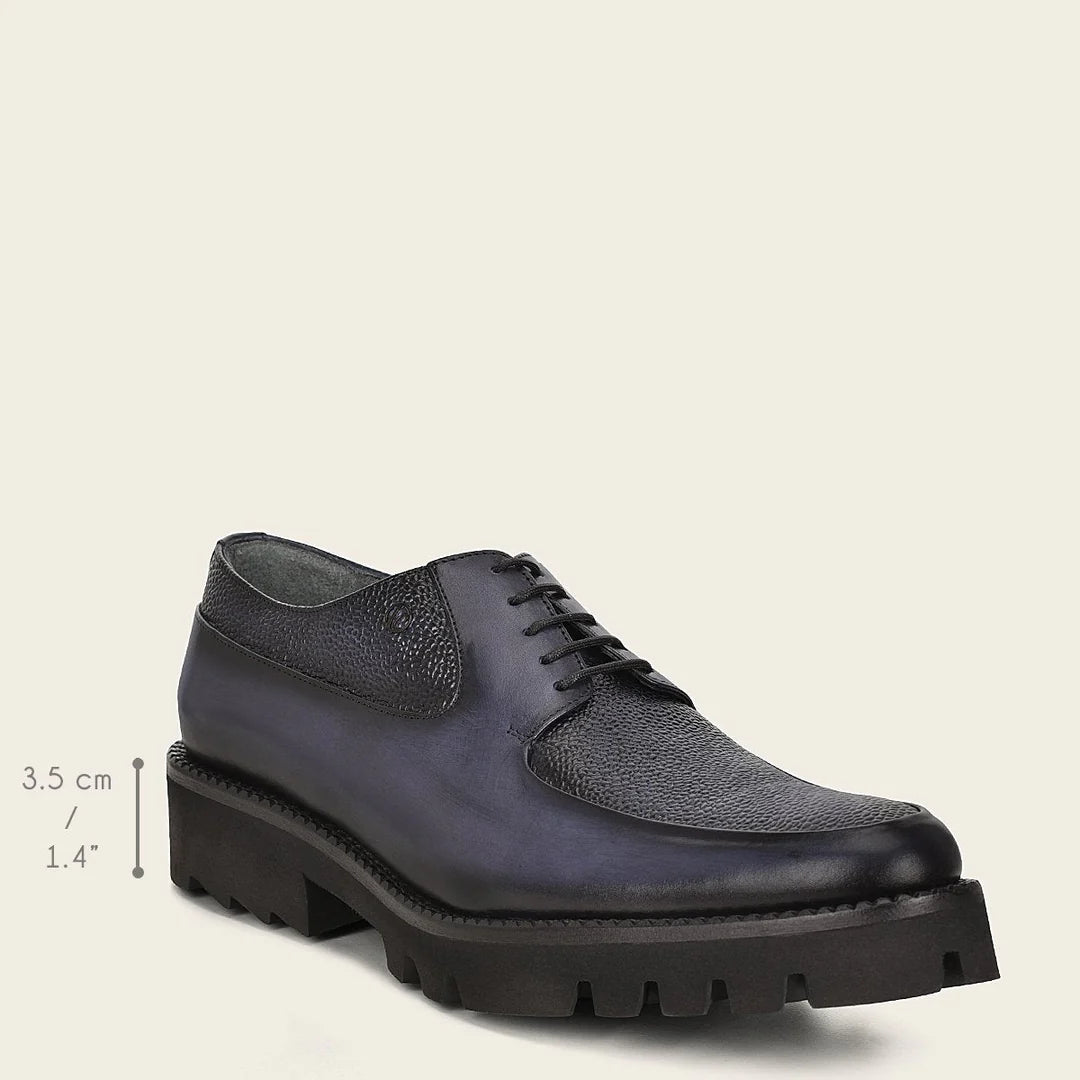 Cuadra navy casual deer leather platform bit moccasin loafers men