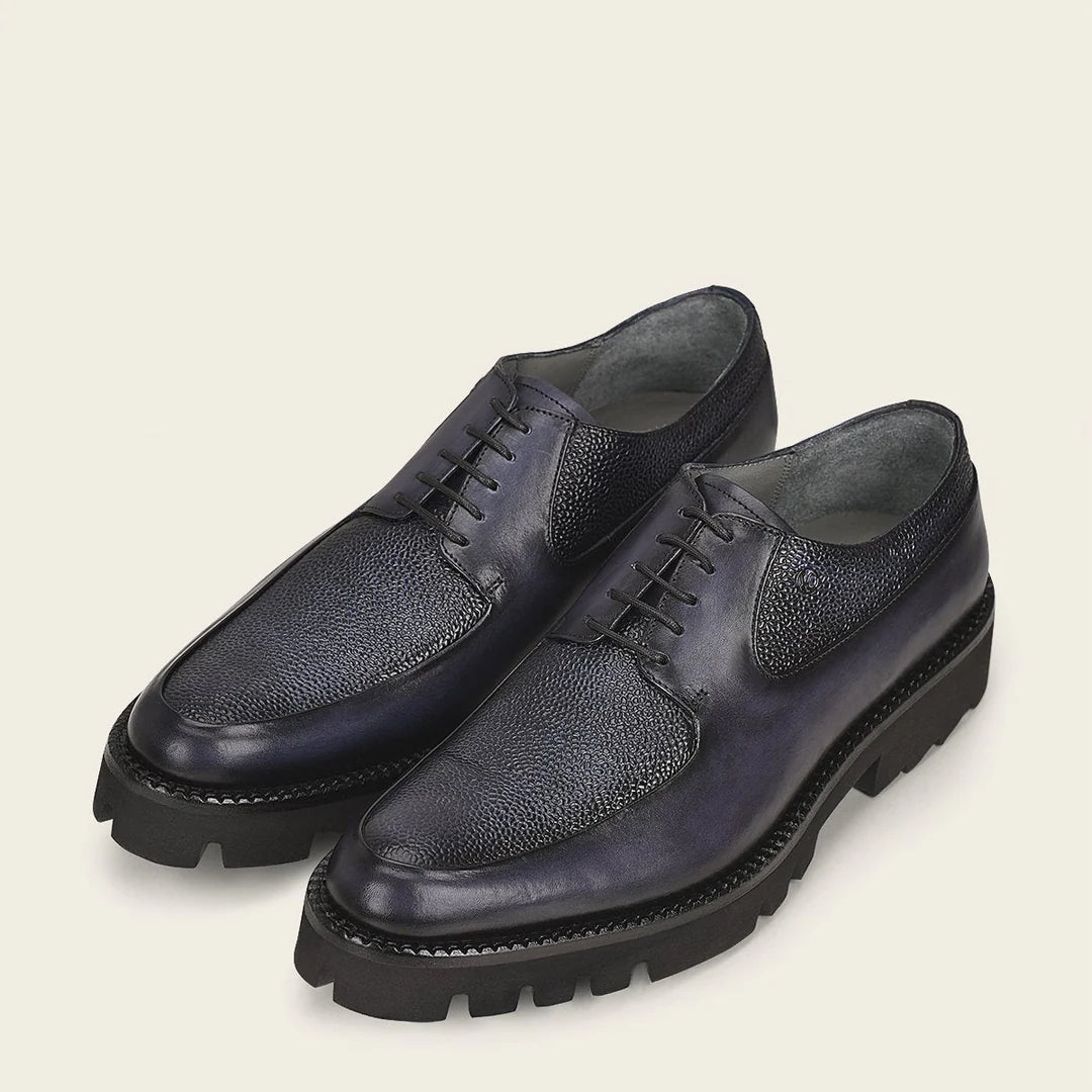 Cuadra navy casual deer leather platform bit moccasin loafers men