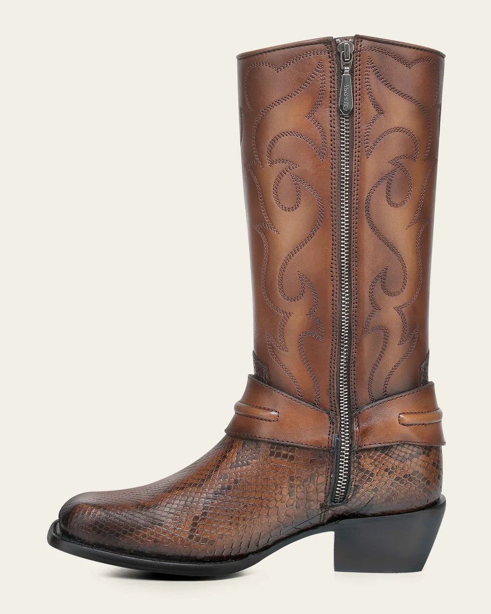 5D05PM - Cuadra Honey Western Cowgirl Python Leather Harness Boots for Women