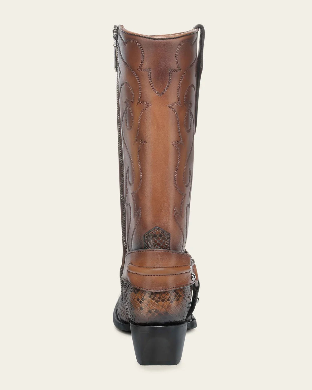 5D05PM - Cuadra Honey Western Cowgirl Python Leather Harness Boots for Women