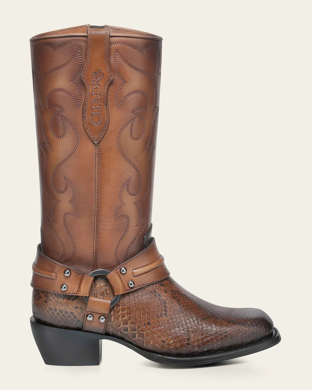 5D05PM - Cuadra Honey Western Cowgirl Python Leather Harness Boots for Women